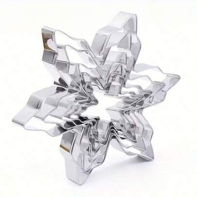 3pcs/5pcs Stainless Steel Snowflake Shaped Cookie Cutters, Snowflake Shaped Christmas Cookie Cutters, Fondant Baking Molds Suitable For Various Food Shaping And Pastry Decoration