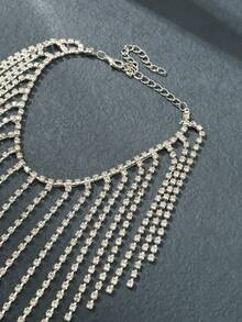 1 件时尚奢华水钻流苏脚链，优雅品质，适合派对和节日佩戴 - 銀色 - 查看 4