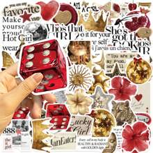 50pcs Red, Gold & Silver Lucky Stickers, Aesthetic Stickers, Y2K Stickers, Y2K Core Stickers, Y2K Gifts, Retro Stickers, 90s Stickers, Valentine's Stickers, Waterproof Vinyl Stickers For Envelopes, Water Bottles, Computers, Laptops, Phones, Luggage, Notebooks, Fridges, Etc. - G - View 9