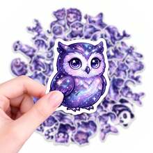 50Pcs Purple Starry Sky Animal Decals - Magical Purple Creature Designs With Starry Skies, Waterproof Stickers For Scrapbooking, & DIY Crafts - 50Pcs - View 2