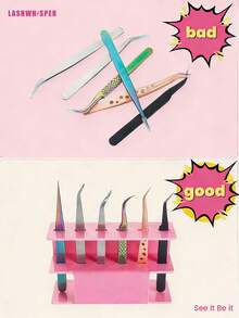 Soporte de pinzas de acrílico de 8 agujeros, adecuado para suministros de extensión de pestañas, uso en salón de uñas - Multicolor - Ver 15