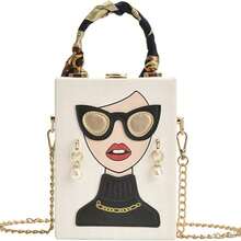Novelty Unique 3D Lady Face PU Leather Top Handle Satchel Handbags For Women Funky Tote Purse Hobo Crossbody Shoulder Bags - màu xanh lá - Xem 5