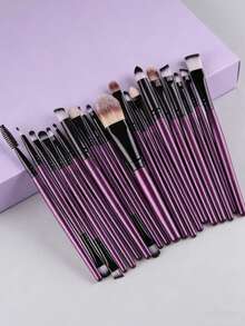 20-Piece Eye And Face Makeup Brush Set, Including Foundation, Eyeshadow, And Blush Brushes – A Complete Makeup Tool Set. - 紫色 - 查看 1