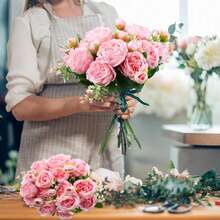 Geosar 8 Bundles Artificial Peonies Flowers Fake Silk Peony Bouquet Faux Peonies Flowers Bulk For Decoration Vase Floral Arrangements Wedding Party Table (Pink) - 粉色 - 查看 7