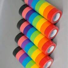 Rainbow Decorative Tape, DIY Stationery, Cartoon Style, Cute, Creative, Fun, Waterproof, Candy Stickers, Phone Stickers, Suitable For Diary Decoration, Collage Materials, Scrapbooking, Notebooks, Handcrafts, Back To School Supplies, Office, Classroom And Home Use, Winter Goods, Thanksgiving, Christmas, Saudi National Day, New Year, Valentine's Day, Birthday, Festivals, Gifts For Boyfriends, Girlfriends, Adults - Rainbow Version - View 2