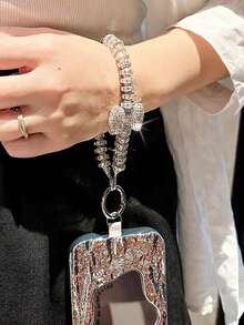 水钻手机挂绳，奢华水晶钻石手链，镶满水钻的蝴蝶吊坠，小众女士手机壳挂绳，钥匙链，短款腕带 - 彩色 - 查看 4