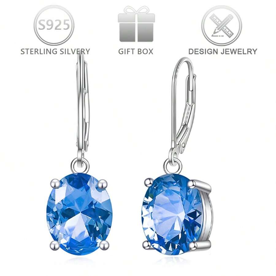 一对925纯银镶嵌立方氧化锆的优雅水滴形吊坠耳环，适合日常、休闲、派对、婚礼、节日、生日礼物等场合。