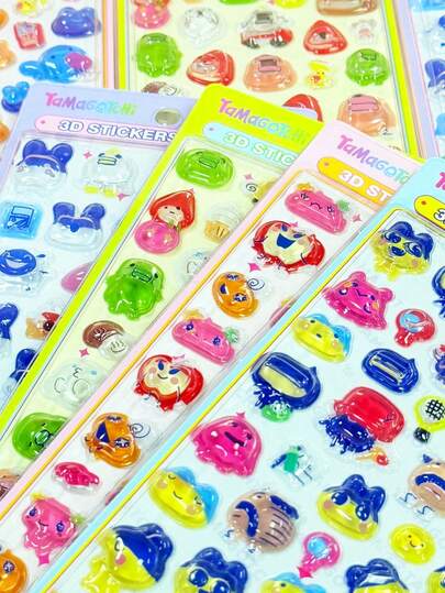 卡通宝石贴纸，亚克力立体手工贴纸，行李箱装饰手工玩具，女孩礼物，随机颜色款式