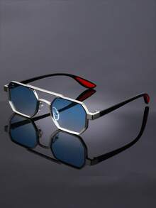 1pc Retro Y2K Classic Double Bridge Aviator Frame Fashion Fashion Glasses, Minimalist Versatile High-End Casual Punk Eyewear - Multicolor - View 8