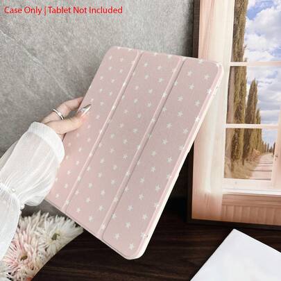 1 Piece Minimalist Star Dot Protective Tablet Case - Ideal For Soft Feminine & Functional Style Enthusiasts,Folio Tablet Cases With Pen Holder Compatible With 10.9/10.2/ Air 5th Gen/Pro11/10th/9.7/Air 2/ (7th Gen)/ (8th Gen)/ Air 4/5/ Pro 11/ 10th Generation 10.9-Inch 2022 Smart Case/ Air 13(M3 2025)/ Air 11(M3 2025)