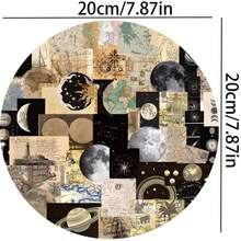 1 Stück 48 Stück Vintage verblasste Weltkarte, Astronomie Galaxie, Sterne, Mond Aufkleber Set für Laptop, Handy, Scrapbooking - 1 Stück Mischfarbe - Übersicht 7