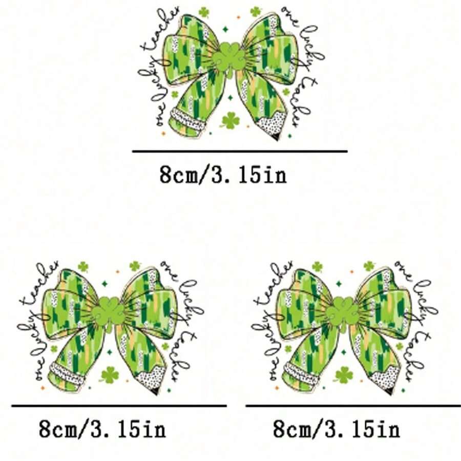1个/2个/3个绿色蝴蝶结图案热转印贴纸，耐用持久的熨烫贴片，适用于DIY T恤、连帽衫、牛仔裤、卫衣、背包、夹克、手提包、枕头等。