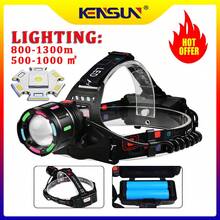 KENSUN 100 millones de lúmenes Faro frontal recargable de alta potencia LED súper brillante de 18650, adecuado para pesca, ingeniería profesional, campamento a prueba de agua y talla grande - Negro - Ver 2