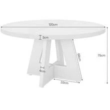 LITTLE TREE Farmhouse Dining Table, 120 Cm Round Dinner Table For 4, Rustic Wood Dining Room Table For Home Dining Room Living Room (Easy Assembly) - White - View 2