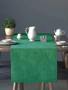 Soft Velvet Textured Stain Resistant Modern Table Runner - Minimal Dining Room Decor - Luxury Elegant Table Setting - 綠色 - 查看 2