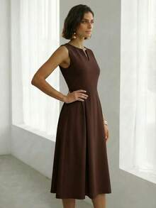 A&DD MODA, REF:Y536 - Women's Dress, Ties On Both Sides, Open Design, Easy To Wear, Elegant Skirt, Suitable For Important Festivals - 巧克力棕 - 查看 6