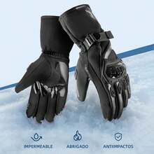 Guantes de Motocicleta para Invierno, con Pantalla táctil, Impermeable, Resistente al Viento, Térmicos para Nieve, Ciclismo, Correr, Motocicleta, Conducir - Hombre y Mujer - Negro - Ver 3