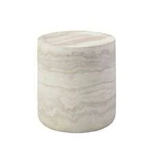 Compact Fiberglass Side Table - Textured Cylinder Design In -, Modern Accent Table For Living Room & Bedroom 40*40*45 - Beige - View 3
