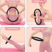 Upgrade Pilates Ring Fitness Circle,Lightweight & Durable Foam Padded Handles, Flexible Resistance Exercise Equipment For Toning Arms, Thighs Legs & Core - 黑色 - 查看 4