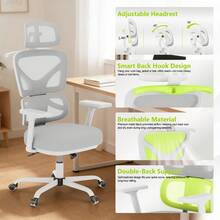 Ergonomic Office Chair Mesh Desk Chair With Lumbar Support And Headrest, High Back Computer Chair With Armrest And Tilt Lock, Home Office Desk Chairs For Men Women - 灰色 - 查看 2