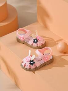 1 Pair 2026 New Baby Soft Bottom Sandals, Toddler Princess Hollow Breathable Summer Shoes For Infant Girls - Pink - View 3