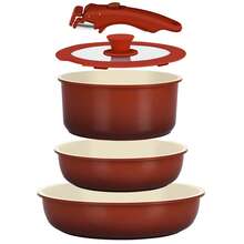 Upgrade Your Kitchen! GIPP Ceramic Non-Stick Cookware Set, Fry, Stew, Boil All-In-One, Easier Cooking!(Red,5PCS,11PCS) - Red - View 7
