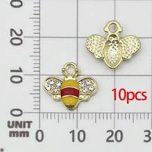 10/20pcs Enamel Bees Charms Crystal Rhinestones Honeybee Pendants Cute Animal Dangle Charms For Necklace Bracelet Jewelry Making - bee - View 7