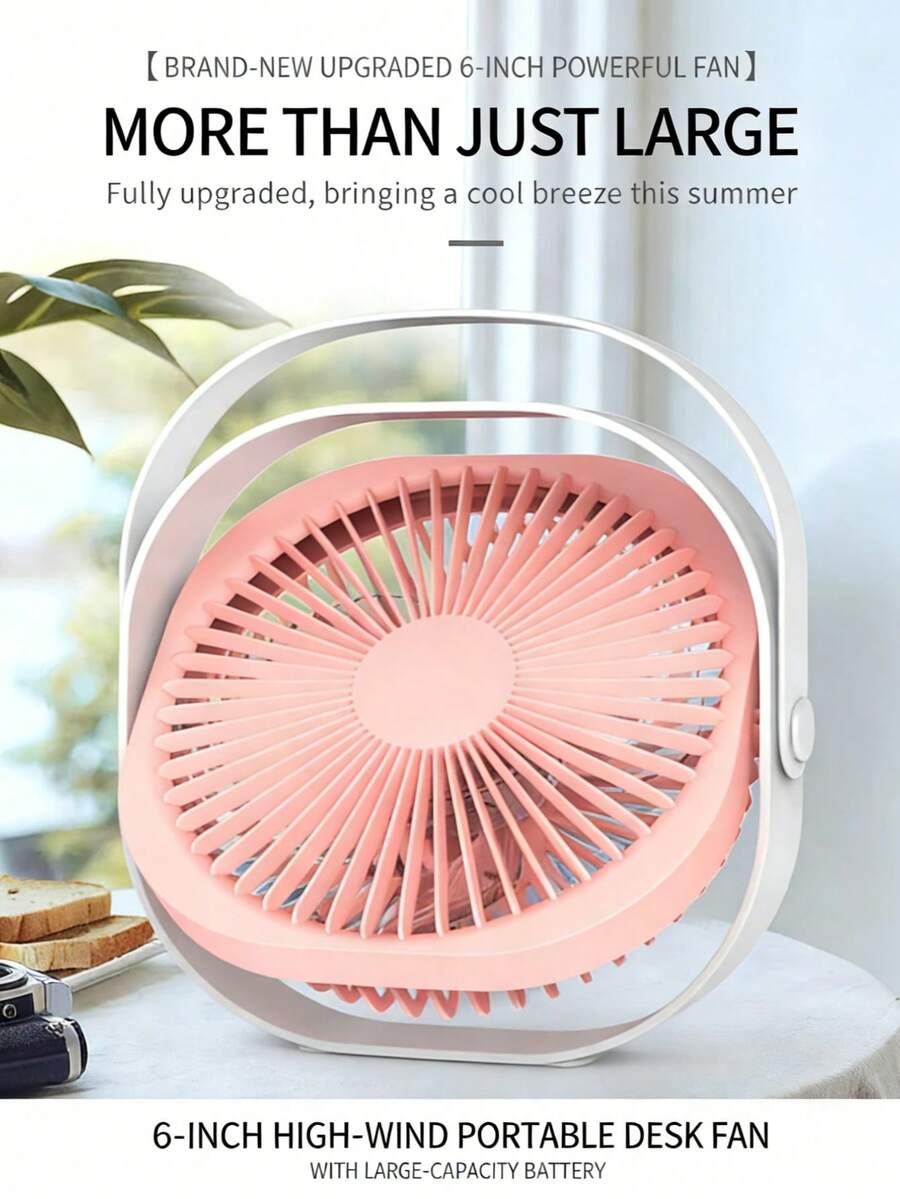USB桌面风扇，可充电迷你风扇，3档风速调节，超长续航，360°旋转桌面散热风扇，静音设计，适用于卧室、办公室、图书馆和旅行。 - 彩色 - 查看 1