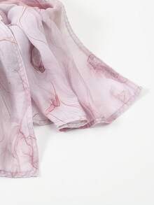 1pc Women's Pink Wavy Print Headscarf, Soft & Lightweight Voile Hijab, High-Quality Digital Print Scarf, Multifunctional Headwrap - Multicolor-485 - View 5