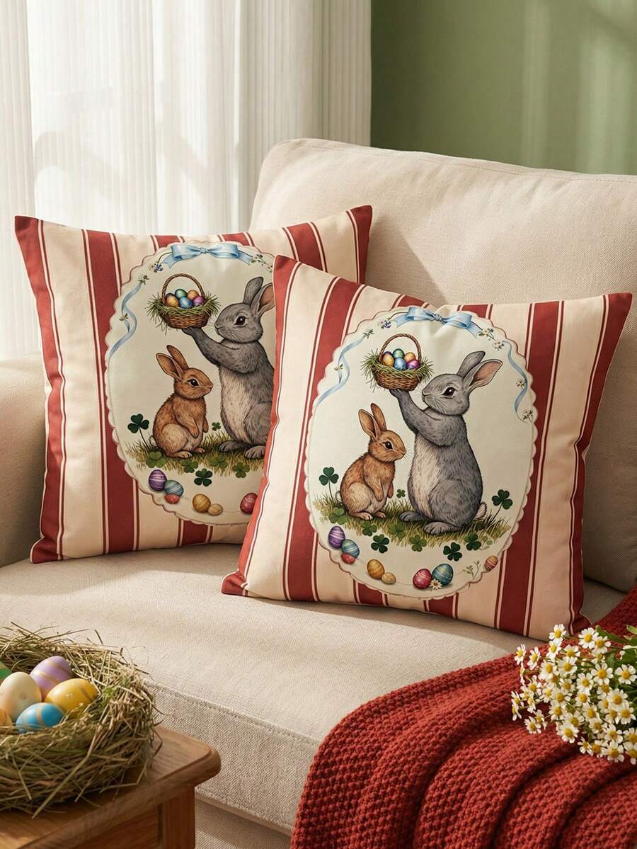 1/2/4件装柔软舒适的装饰枕套，透气亲肤，带拉链方便清洗，适用于沙发/卧室/客厅，是婚礼/节日的理想礼物，不含枕芯。