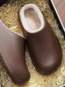 Women's Home Slippers, Casual Home Shoes, EVA (Ethylene-Vinyl Acetate Copolymer) Waterproof And Anti-Slip Inner Lining, Fine Flannel Cotton Slippers, Home Use, Autumn And Winter Cotton Shoes - Brown - View 5