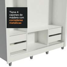 Ropero Closet Madesa Lyon Plus 3 Puertas con Pies Color Blanco - Blanco - Ver 8