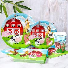 快乐农场8人份一次性餐具套装，包含纸盘、餐巾纸、纸杯，适合生日、婚礼、派对、家庭野餐等场合。 - 彩色 - 查看 3