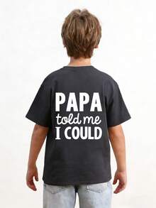 Tween Boy Casual Graphic Print Crew Neck Short Sleeve T-Shirt, Summer Top - Dark Grey - View 2