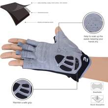 Guantes de ciclismo con medio dedo, guantes de ciclismo de montaña y carretera, antideslizantes, absorbentes de golpes, acolchados, transpirables, para bicicleta de montaña, para hombre y mujer, color, talla M - 1 - Ver 4