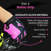 Guantes de ciclismo para bicicleta, guantes de bicicleta de montaña, antideslizantes, acolchados, transpirables, con medio dedo, accesorios deportivos para hombres y mujeres - Rosa - Medio dedo - Ver 6