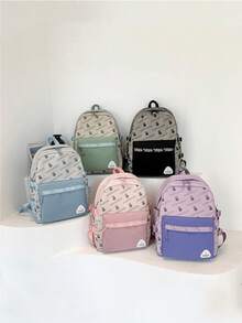 Mochila Escolar de computadora de viaje escolar Linda Mochila para Adolescentes moda informal dibujos de conejos con Compartimento para Laptop - Verde - Ver 4