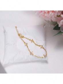 18K Gold Plated Waterproof Mini Zirconia Flower Pendant Bracelet, Luxury Jewelry Gift For Women - Một cỡ - Xem 3