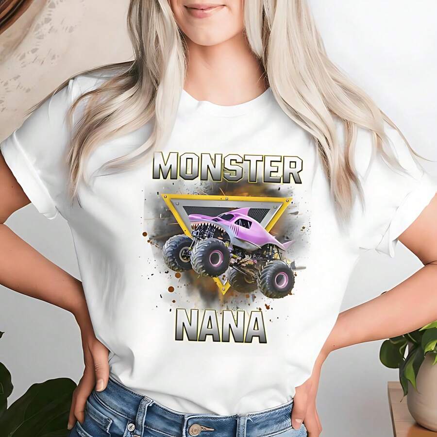 Monster Truck Nana Monster Truck Are My Jam Truck Lovers Women T-Shirt Gifts For Her - Đen 2 - Xem 1