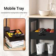 SoBuy Serving Trolley With Wheels, Kitchen Trolley With 1 Tray, Side Table, Rolling Trolley For Kitchen, Living Room, Dining Room – Ideal For Single Kitchens, Kitchen Cabinets With Worktop, White, 68x85x38 Cm, FKW79-W - Black - View 6