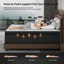 10/12/14 Inch Hybrid Memory Foam Mattress, Individually Pocket Spring, Knitted Weaving Method, Breathable, Flame Retardant Protection, Strong Edge Support, Motion Isolation-Twin, Full, Queen, King Bed Size Options Medium Firm Mattress In A Box - 8inch - 查看 4