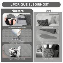 Juego de Fundas para Sofá Capitonado 3 Piezas – Protector Lavable Impermeable Antimanchas y Antidesgarros, Tejido Súper Suave con Correas Ajustables, Perfecto para Proteger Muebles en Sala, Departamento o AirBnB - Gris Claro - Ver 5
