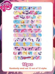 12个小马宝莉拍手环，卡通人物图案KPOP拍手圈，主题生日派对用品，拍照道具，圣诞节，情人节，复活节礼物 - 彩色 - 查看 5