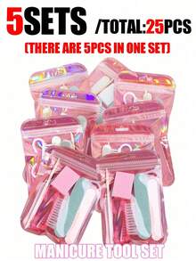 50pcs/10sets Manicure Kit, Nail Files, Double-Sided Buffing Blocks, Wooden Pushers, Nail Clippers, Art Brushes, Salon Tools, DIY Nail Art Supplies - Multicolor - View 8