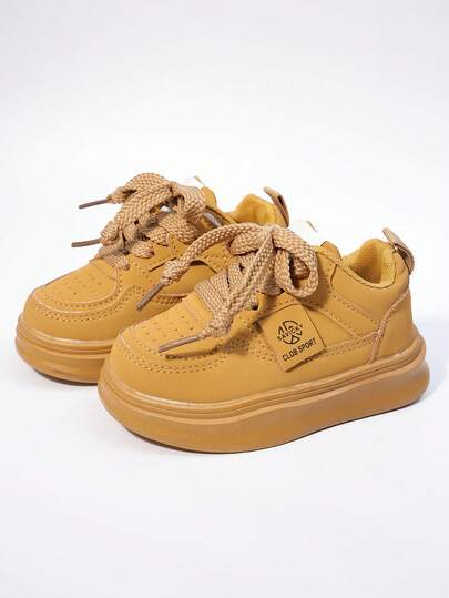 1 Pair Children's Non-Slip Soft-Sole Toddler Shoes, Boys' And Girls' White Sports Sneakers, Suitable For All Seasons