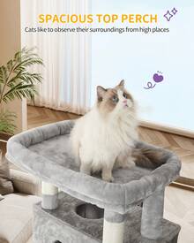 HaluPeit 210 Cm Large Cat Tower For Indoor Cats,Cat Tree, Multi-Level Cat House With Condo, 8 Scratching Posts, Hammock - Light Grey - View 7
