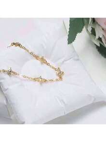 18K Gold Plated Waterproof Mini Zirconia Flower Pendant Bracelet, Luxury Jewelry Gift For Women - Một cỡ - Xem 2
