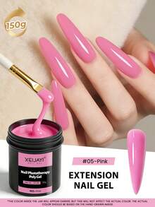 XEIJAYI 6色150克UV/LED固化凝胶美甲延长胶，适合家庭美甲沙龙DIY，可用于制作亚克力水晶美甲延长胶。 - 粉色 - 查看 14