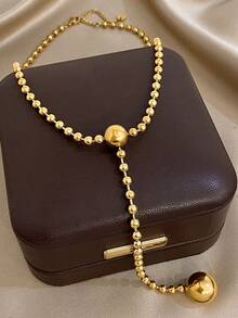 1件简约串珠Y形链项链，女士长款不锈钢项链，日常派对饰品，圣诞节礼物，情人节礼物，母亲节礼物 - 彩色 - 查看 5