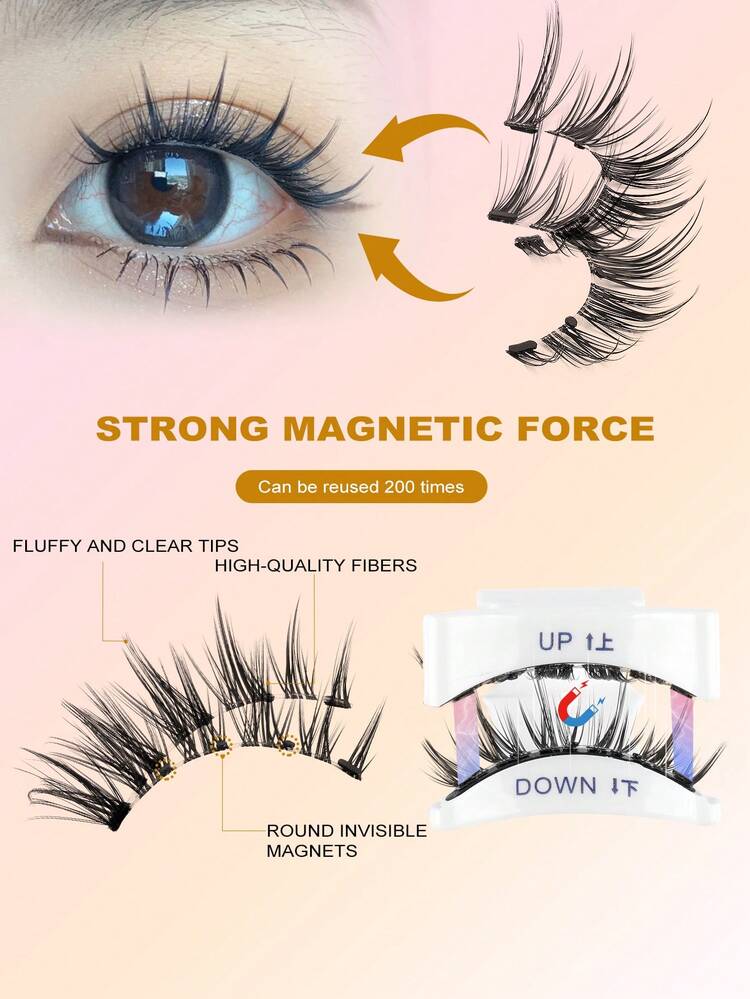 MAGEFY 3 Paia/Set di Ciglia Finte Magnetiche Riutilizzabili, Senza Colla o Rimozione Necessaria, Perfette per il Contorno Occhi, Stile Naturale e a Fumetti, Design Misto, Ciglia Finte 3D Spesse, Creano un Trucco Occhi Affascinante e Sollevato, Adatte per Uso Quotidiano, Lavoro, Studio, Viaggio, Festa, Regalo Ideale per Donne, Confezione Rosa - Ciglia naturali - Visualizzare 9